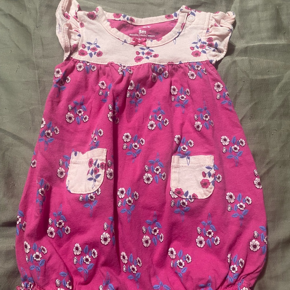 Carter's Pink Floral Bodysuit with Pockets